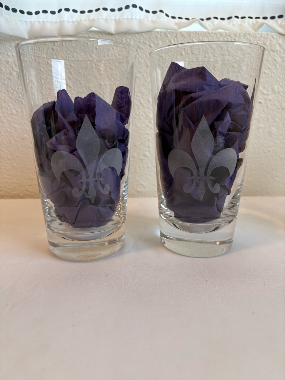 (2) Fleur de Lis glasses